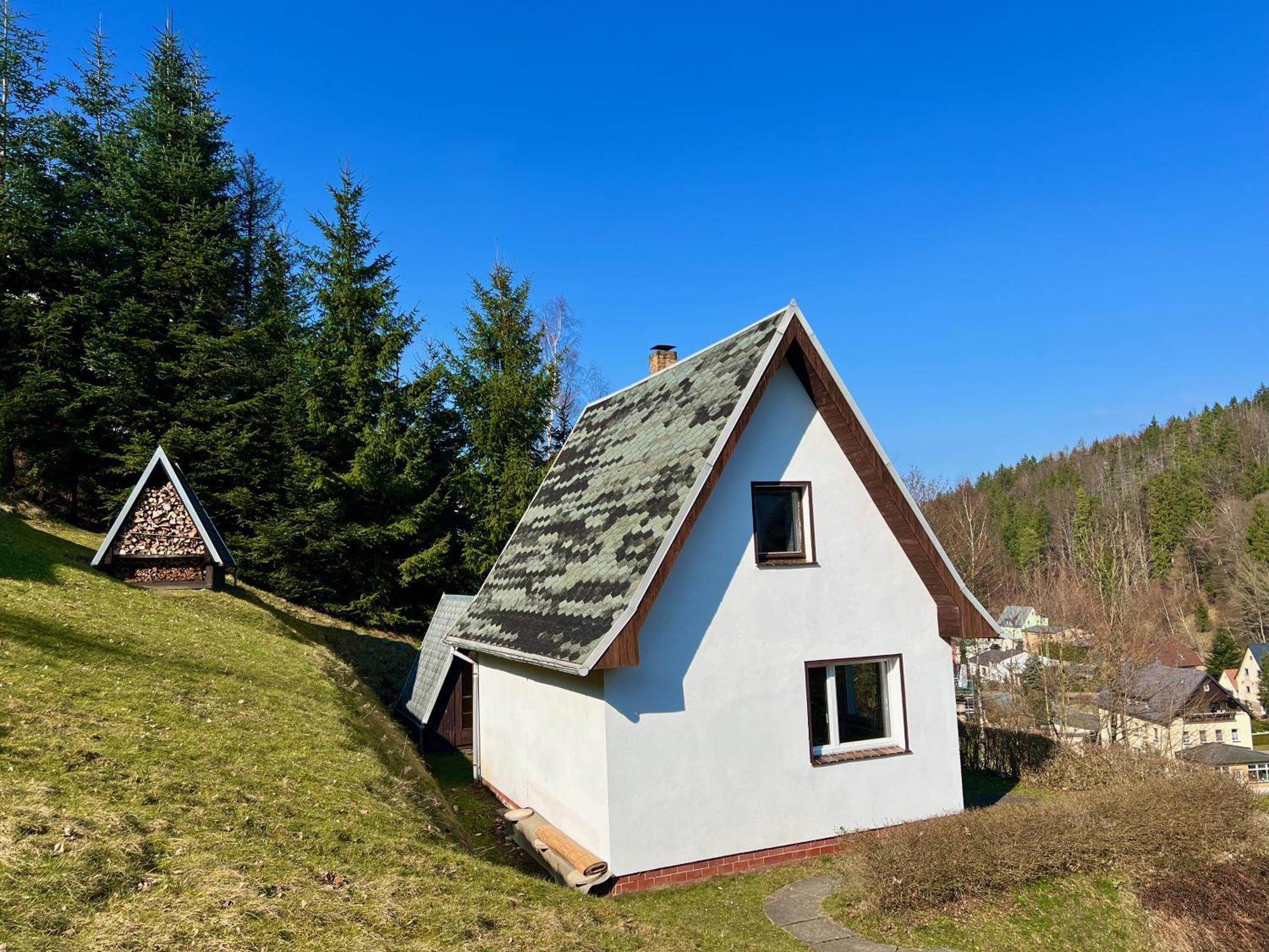 Urige Berghuette Mit Kamin Und Sauna Im Erzgebirge Nahe Schwarzwassertal Pobershau Exteriör bild